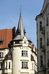 Fototapeta na wymiar Unusual gothic stlye apartment block in Prague