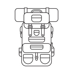 Tourist Hiking Backpack Outline Vector Illustration