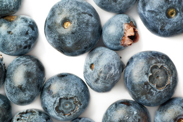 Bilberry or blueberry over white background