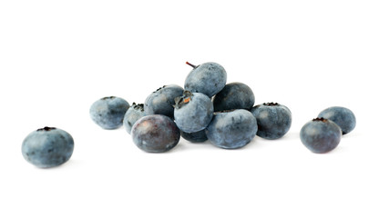 Pile of Bilberry or blueberry over isolated white background