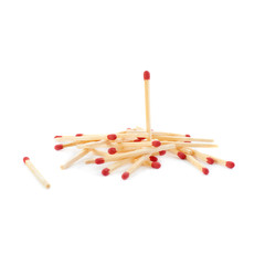 Pile of Wooden matches isolated over the white background