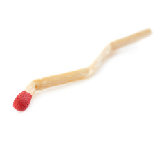 Broken Wooden match isolated over the white background