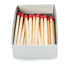 Pile of Wooden matches isolated over the white background