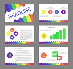 colorful business presentation template set and icon 1