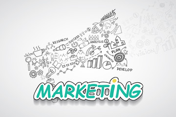 Marketing text, With creative drawing charts and graphs business