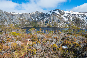 Crater lake of Cradle mountain national park of Tasmania, Australia.