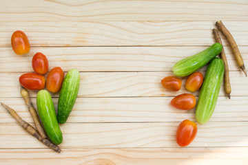 Art of food (vegetable) on wood background