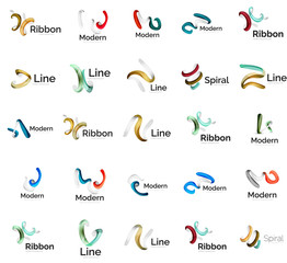 Set of abstract ribbon logo icons