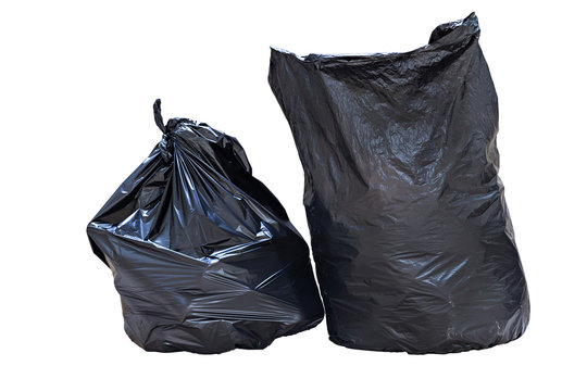 Full garbage bags isolated on white background