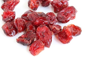 Dried Cranberries on White Background