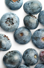 Bilberry or blueberry over white background