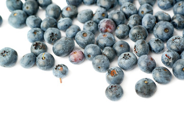 Pile of Bilberry or blueberry over isolated white background
