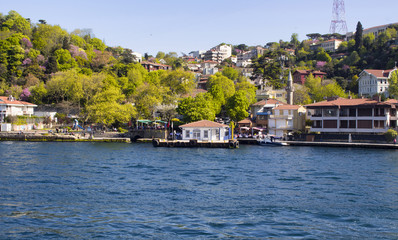 Fototapeta na wymiar View of a neighborhood on Asian side of Istanbul from boat tour