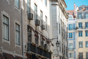 Beautiful street view of historic architectural in Lisbon, Portu