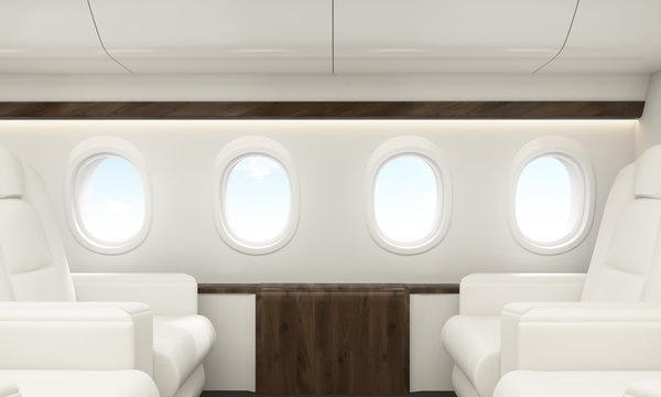 Portholes in airplane interior