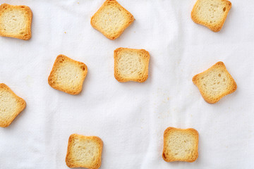 fresh croutons on white