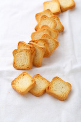 wheat bread croutons close-up
