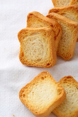 small crisp croutons close-up