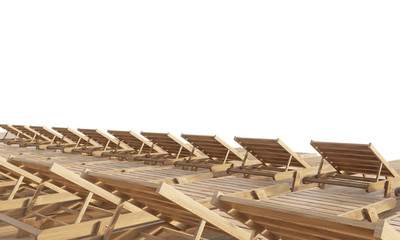 Rows of chaise longues isolated