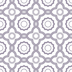 Seamless Islamic geometric pattern. Violet lattice on white background. 
