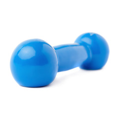 Plastic coated dumbell isolated over the white background