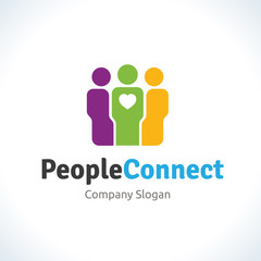 People connect logo. people logo. family logo. healthy logo.vector logo template.