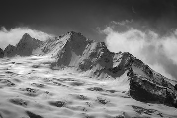 Fototapeta premium Black and white glacier in winter