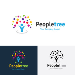 People logo. Green logo. Eco logo. people tree logo template.family logo. vector logo template