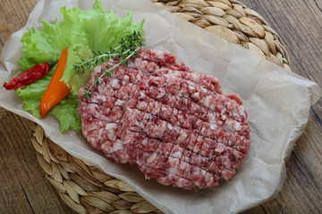 Raw burger cutlet