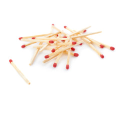 Pile of Wooden matches isolated over the white background