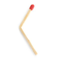Broken Wooden match isolated over the white background