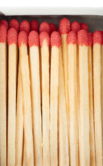 Pile of Wooden matches isolated over the white background