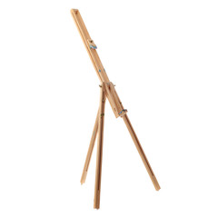Wooden easel over isolated white background