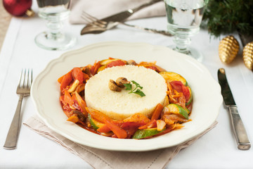 Christmas veggie dinner. Cous-cous and veggie stew