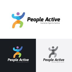 People active logo,people logo. sport logo, fitness logo. vector logo template