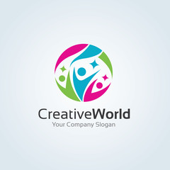 Creative world logo.world logo.people logo,team logo.education logo,idea logo. vector logo template