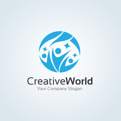 Creative world logo.world logo.people logo,team logo.education logo,idea logo. vector logo template