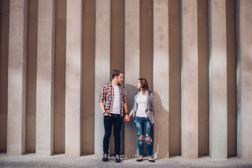 Lovely couple hugging on the street