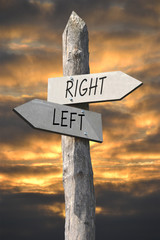 Right and left signpost