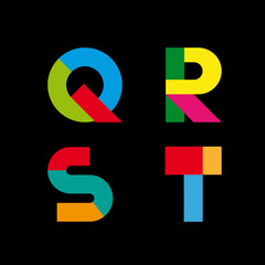 Vector abstract geometric letter Q,R,S,T