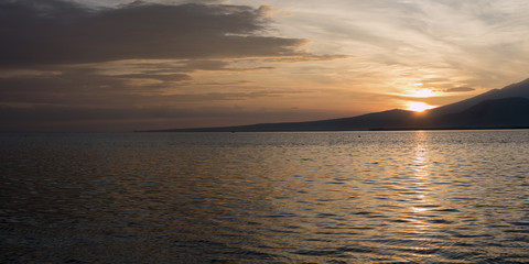 Fototapeta premium Awesome sunrise and still water on Gili Air Island, Indonesia