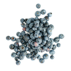 Pile of Bilberry or blueberry over isolated white background