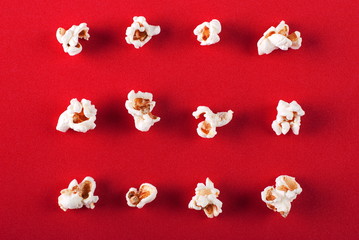 popcorn on a red background