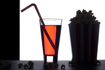 box of popcorn and drinks at the cinema
