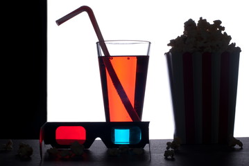 box of popcorn and drinks at the cinema