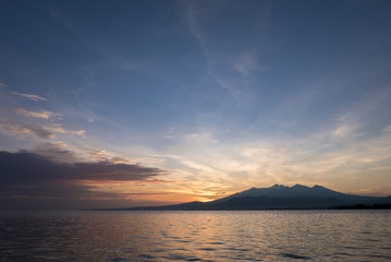Awesome sunrise and still water on Gili Air Island, Indonesia
