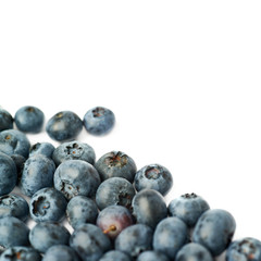 Bilberry or blueberry over isolated white background