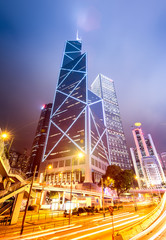 Fototapeta na wymiar Central business district of Hong Kong at night.