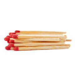 Pile of Wooden matches isolated over the white background