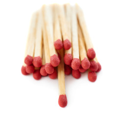 Pile of Wooden matches isolated over the white background